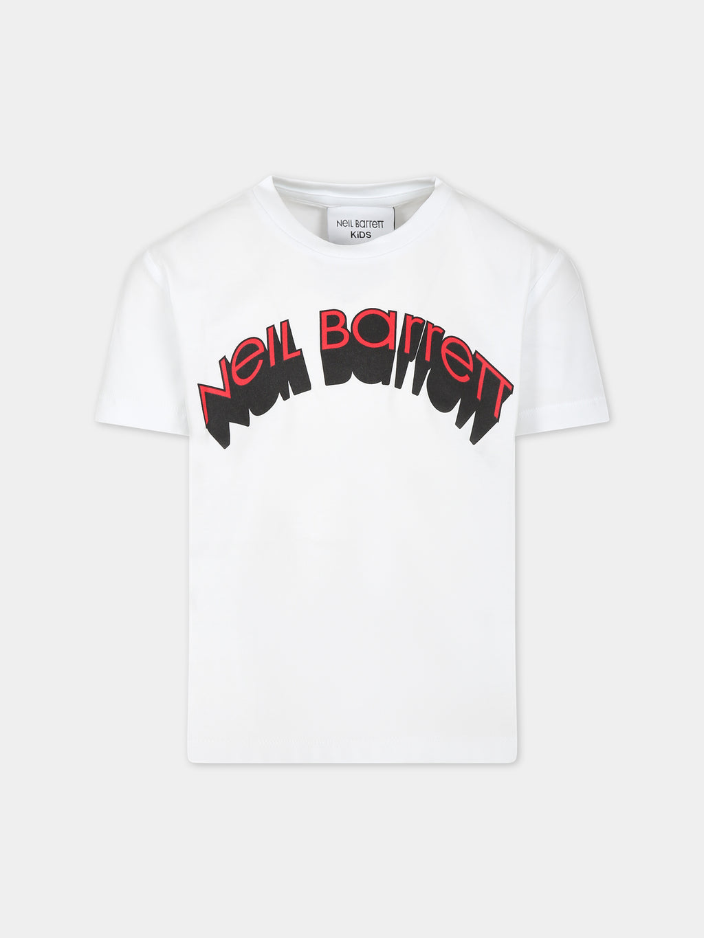 White T-shirt for boy with red and white logo